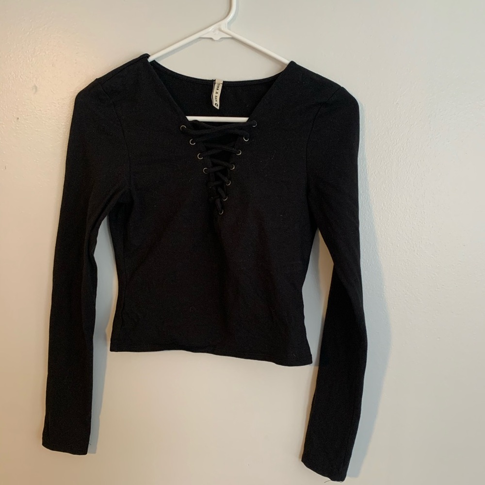 LF black lace up long sleeve